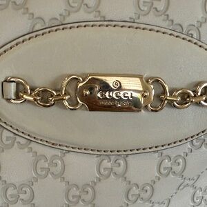 Authentic Gucci Guccissima lge tote winter white/leather